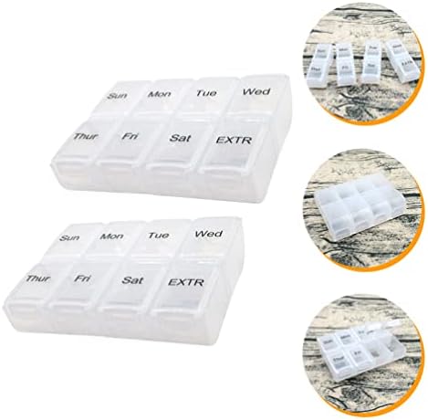 Angoily 2pcs Tjedni tableta kutija odvojiva 8-rešetke za putničke tablete Prikladne tablete za tablete Organizator tableta Organizator