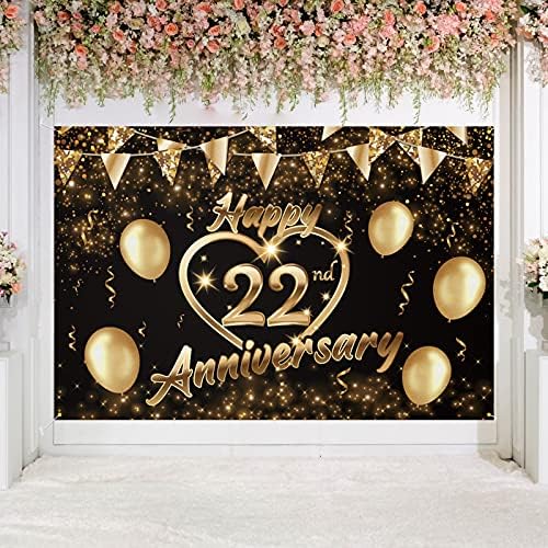 5665 sretan 15. rođendan Pozadina banner dekor crno zlato-svjetlucavo ljubavno srce sretan 15. godišnjica vjenčanja tematski ukrasi