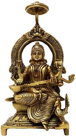 Astadhatu mesing je napravio Maa Saraswati Idol koji je sjedio na Hansu by Indian Collectible