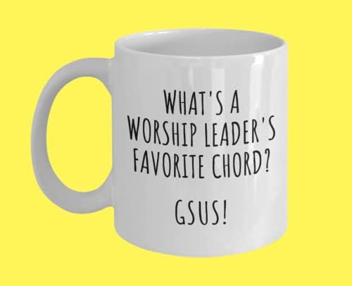 Koji je omiljeni akord vođe obožavanja? O, moj Bože! Smiješna šala poklon za šalicu za kavu za vođu bogoslužja