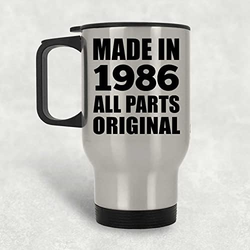 Dizajnsify 37. rođendan napravljen 1986. Svi dijelovi originalni, srebrna putnička šalica 14oz od nehrđajućeg čelika izolirana, pokloni