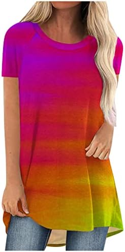 Košulja tinejdžerke jeseni ljetni kratki rukav pamuk pamuka gradijent gradijent grafički brunch gornji majica za žene ap ap