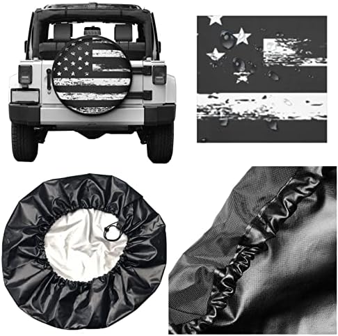 Crno bijela američka zastava rezervna poklopac kotača za prašinu za prašinu za RV prikolice SUV 14 15 16 17