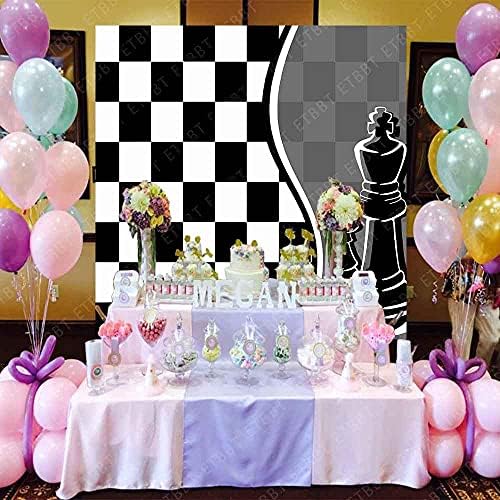 Pozadina šahovske teme 7.55 Stopa crno-bijela karirana pozadina za fotografiranje moderan jednostavan dekor za rođendanske zabave pozadina