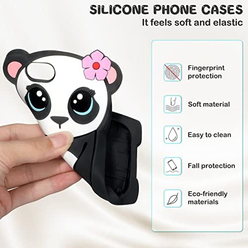 Joysolar Panda sestrinska futrola za iPhone 6/6S/7/8/SE 2020/SE 2022 4.7 Slatki silikonski 3D crtani lik Crtanog telefona za djecu