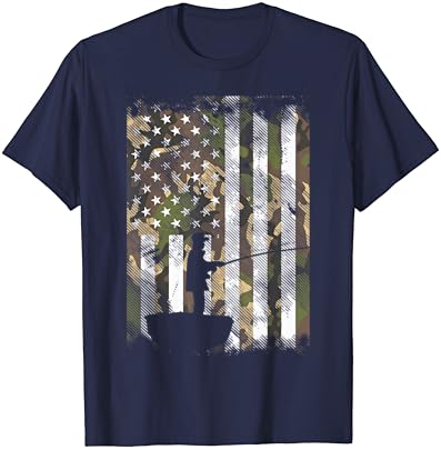 Američka maskirna zastava ribar Vintage ribolov Domoljubna poklon majica za ribolovca