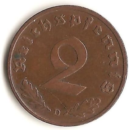 Autentični nacistički novčić Swastika Njemački 2 Pfennig - Cirkulirano stanje