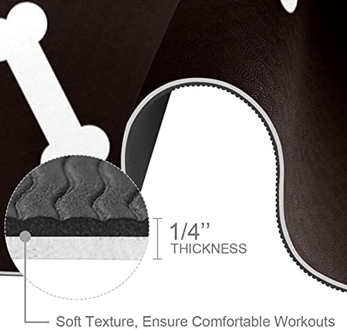 Debela Protuklizna prostirka za vježbanje i fitness 1/4 s crno-bijelim ispisom kost za jogu, pilates i podnu kondiciju