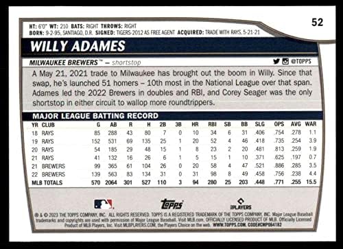 Trgovačka karta za bejzbol MLB 2023 Topps Big League 52 Willy Adames NM u blizini Mint Brewers