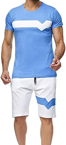 Muškarci Ljetne odjeće 2 komada seta majice s kratkim rukavima mišića i kratkih hlača za vježbanje atletske majice na plaži kratke