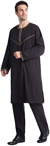 Muško odijelo muške ležerne srednje gumbe Donji džep muslimanske ogrtače s dva komada set