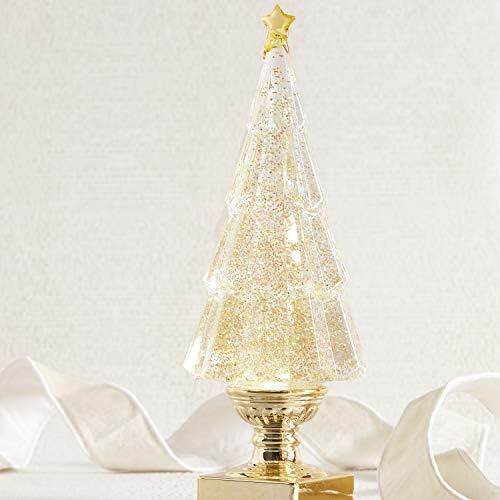 Sparkle Goldtone božićno drvce osvijetljeno 13,75 inčni akrilni ukrasni tabletop figurica