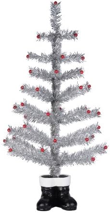 Odjel 56 Dragi Djed Božićnjak božićni dekor stabla šljokica s drvetom čizama, 36 inča