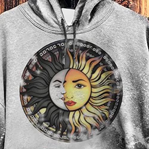 Narhbrg Muškarci žene Y2K retro duksevi s kapuljačama tiskani vrhovi džemper Sunce i Mjesec tiskana slova tiskani vrhovi u nevolji