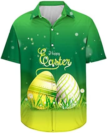 Uskrsne majice za muškarce Sretno uskrsna slova tiskani košulje Smiješne zečeve jaja pulovers havajski majilac Plus Plus veličina
