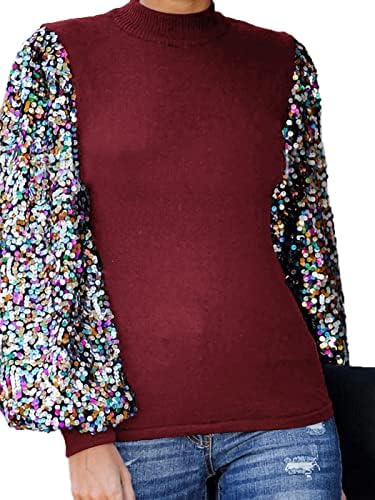 Anna-kaci ženske konfete na sekumci balon dugih rukava za vrat pulover majice