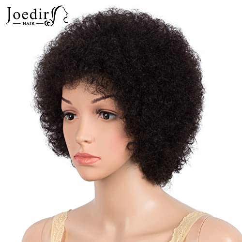 Kratke afro perike za crne žene prirodna crna afro kovrčava perika od ljudske kose Mekana i elastična perika bez ljepila gustoće 130%