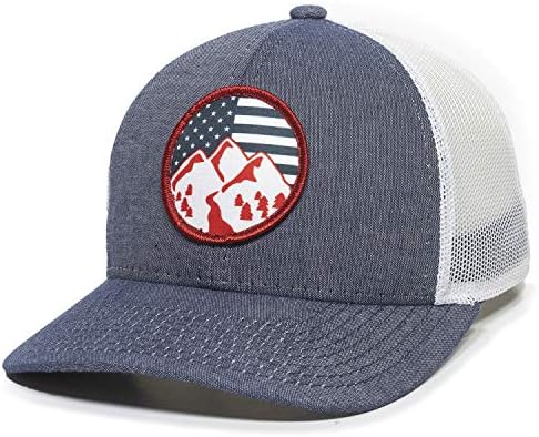 Americana Mountains Scout Patch Trucker Hat - Podesiva mrežica za bejzbol kapu za muškarce i žene