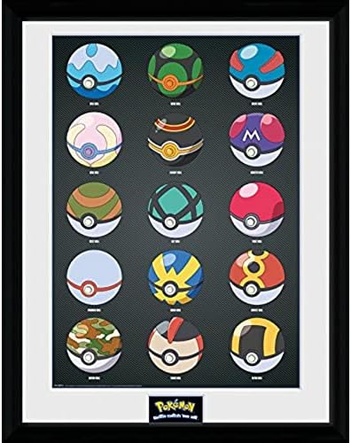 GB Eye Pokemon, Pokeballs, uokvireni fotografski, 16 x12, Wood razni, 52x44x3 cm