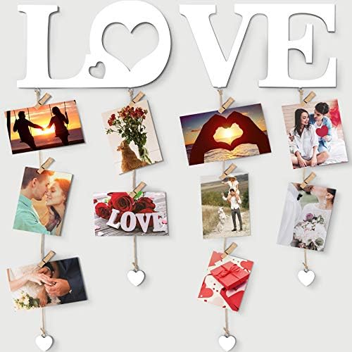 Okviri za slike za Valentinovo Ljubav viseći foto prikaz zidni dekor s isječnicama String String Slika vješalica dizajna srca Dekorativni