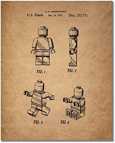 Lego patentni umjetnički otisci - set od 4 fotografije - Zidni dekor igračaka