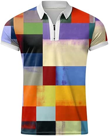 HDDK Zipper Polo golf košulje za muški ljetni geometrijski print kratkih rukava Smiješno grafički casual teniski gornji majica za rad