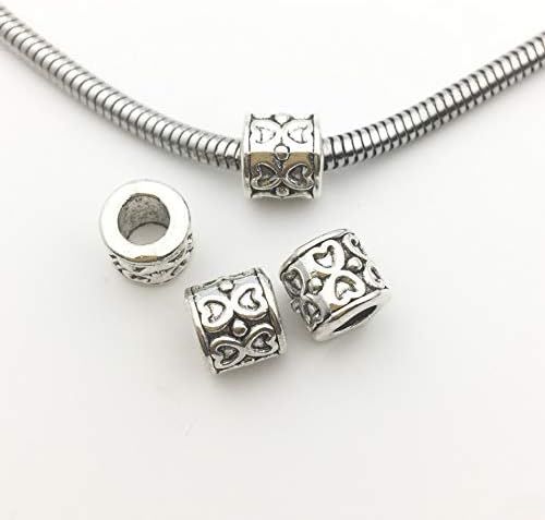 60pcs tibetanska srebrna Perla s velikim otvorom prikladna je za europske narukvice Pribor za rukotvorine Privjesci-talismani za rukotvorine,