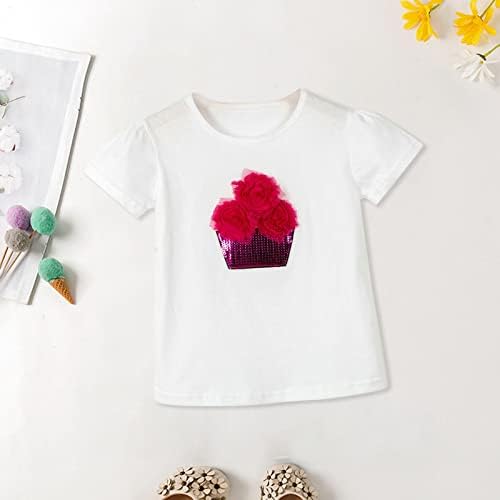 Mala majica za bebe djevojčice Majica Čvrsta osnovna osnovna kratka rukava cvjetni lonac za djevojčice bijela košulja s kratkim rukavima