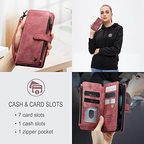 Torbica Lxisxcna za iPhone 13 5G,torbica-novčanik za iPhone 13 5G sa držačem za kartice, džep na magnetski zatvarač, remen za ručni
