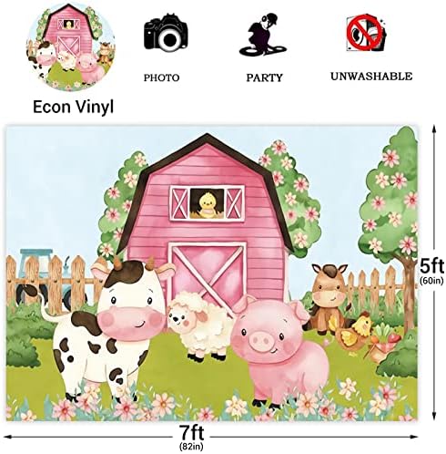 Pozadina za zabavu domaćih životinja iz crtića veličine 553 metra ružičasta štala za Djevojčice Dječji tuš rođendan pozadina za fotografiranje