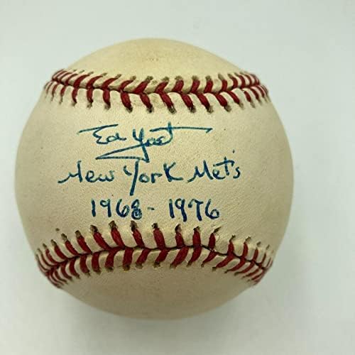 Ed Yost New York Mets 1968-1976 Potpisao službeni bejzbol američke lige JSA CoA - Autografirani bejzbol