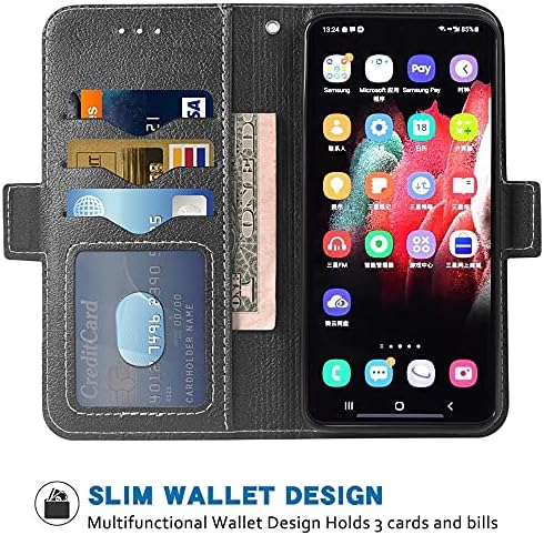 Kompatibilan sa Samsung Galaxy S23 Ultra 5G Torbica-novčanik i remen za ručni zglob, čipke i kože stalak-držač za kartice s gornjim