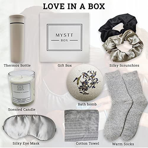 Pokloni za žene-luksuzna poklon košara za kućne toplice za žene uključuje bombu za kupanje, izolirani termos, mirisnu svijeću - poklon