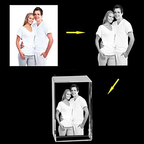 2D/3D laserski ugravirani kristalni foto okvir Personazlied Slika i tekst na staklenoj kocki Valentines mamini pokloni za svoje žene