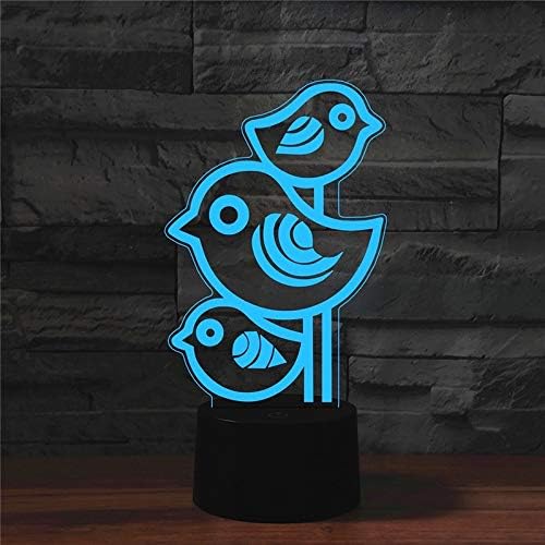 N/a punjenje dodirne verzije, trine ptice oblikuju 3D šareni LED Vision Clear stol LAMP