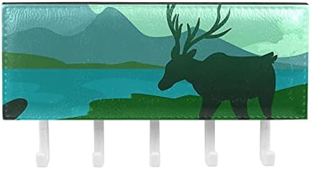 Guerotkr zidne kuke, viseće kuke, ljepljive kuke za vješanje, akvarelni jeleni uzorak životinjskog pejzaža