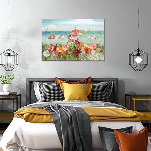 Goldfoilart plaže cvjetne slike mape platnene zidne umjetničke slike šarene cvjetne uokvirene umjetničke umjetničke otiske moderni