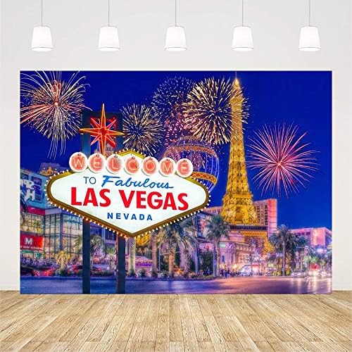 Dobrodošli u Las Vegas foto pozadina za fotografiranje noćnog grada dekoracije za rođendansku zabavu casino poker vatromet tema filma