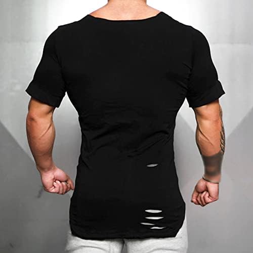 Maiyifu-gj muški modni kvadratni ovratnik majice casual fitness hipster majice naplaćeni nepravilni rubovi kratki rukav