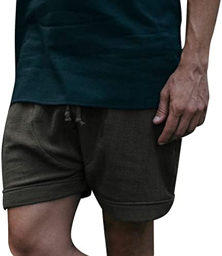 Akimpe pamučne i posteljine hlače od pet točaka kratke hlače za muškarce, ležerno labavo kratko ljetno čipke u UP plaži Sport kratke