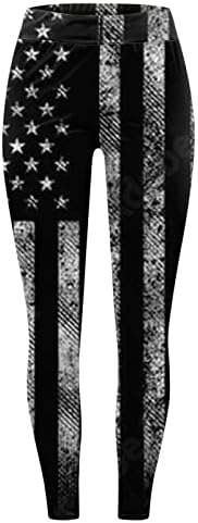 4. srpnja gamaša s visokim strukom za žene američke zastave vježba joge gamaše ultra mekane četkane elastične vježbe u teretanama hlača