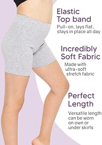 Stretch je Comfort Girl's Cotton Biker Shorts | 3 pakiranje | Veličina 4-16 |