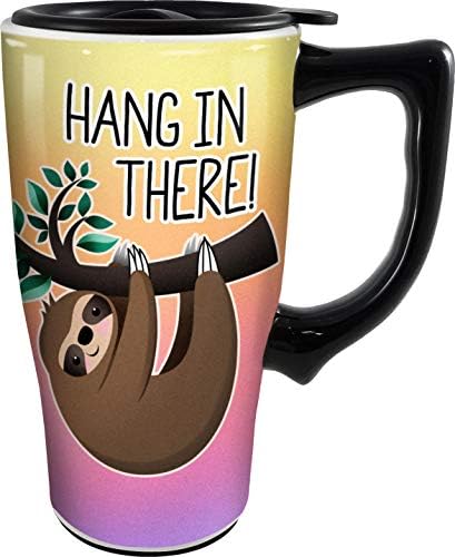 Spoontiques - Ceramic Travel Comg - Sloth Cup - Topla ili Hladna pića - Poklon za ljubitelje kave