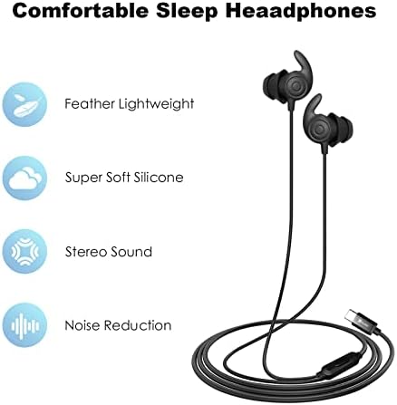 HMUSIC Sleep Earbuds, ožičene slušalice za spavanje, ultra lagane meke silikonske silikonske uši za uši USB tipa C sa mikrofonom za