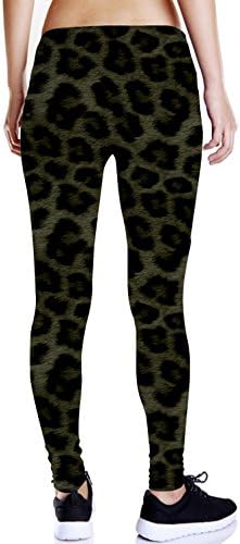 MT-St ženske joga fitnes gamaša hlača s otvorenim pločama s zelenim leopardom