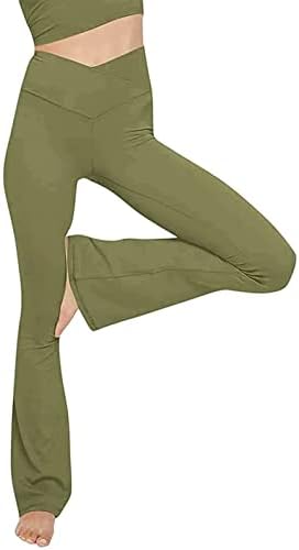 2023. ženske lepršave tajice s križnim rubovima, Moda, Ležerne rastezljive hlače za vježbanje pune duljine, elegantne joga hlače