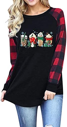 ilugu ženske dnevne božićne printe o vrhovima spremnika za vrat dugi košulje casual labave majice ženke majice