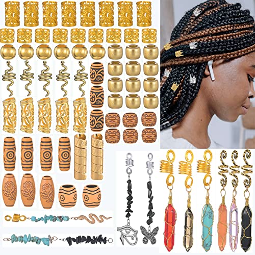 76pcs nakit za kosu za žene ukosnice za pletenice ručno izrađeni Dodaci za dredove kristalno zlatne aluminijske manžete za kosu imitacija