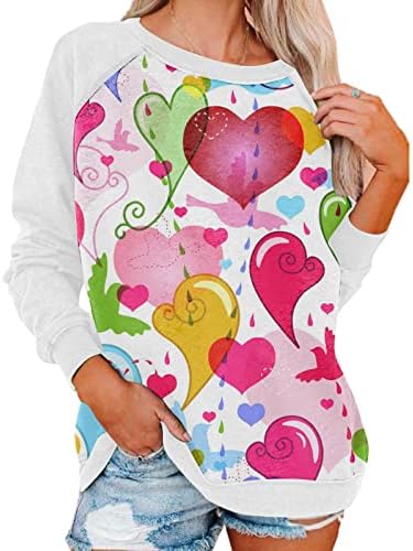 Ženske ljubavi Srce Twichirt Grafički puloveri sretni košulje za Valentinovo Creveck Pulover vrhovi