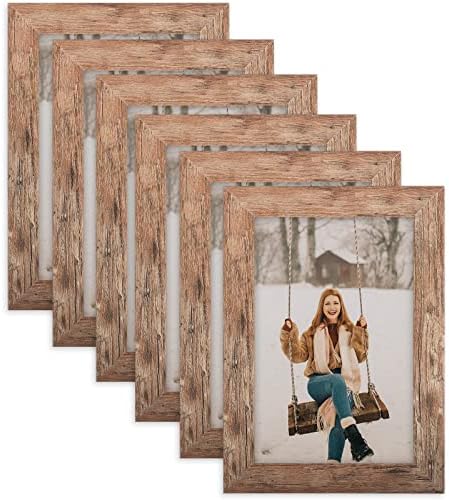 Toforevo 4x6 okviri za slike Set od 6 rustikalnog okvira za fotografiju od rustikalnog drveta za galeriju za ugradnju zida ili zaslon